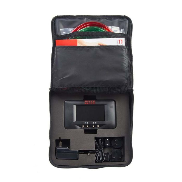 TEC DG digital pressure gauge in its carry case with tubing and charger