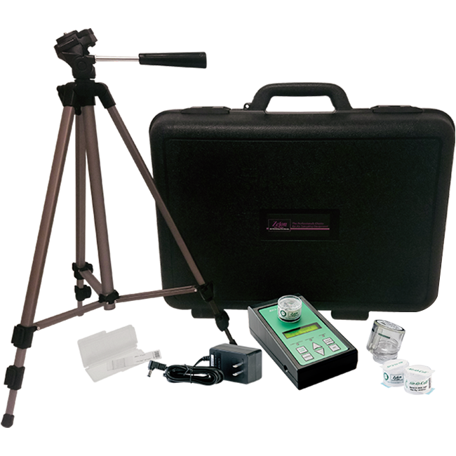 Air sampling pump kit with tripod, case and media